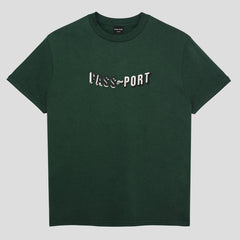 Passport sunken logo embroidery  t-shirt forest green