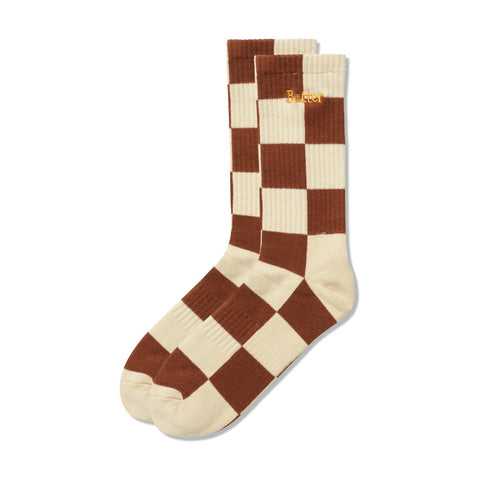 Buttergoods checkered socks Redwood/tan