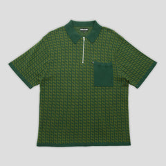 Passport drain knit s/s polo shirt Forest green