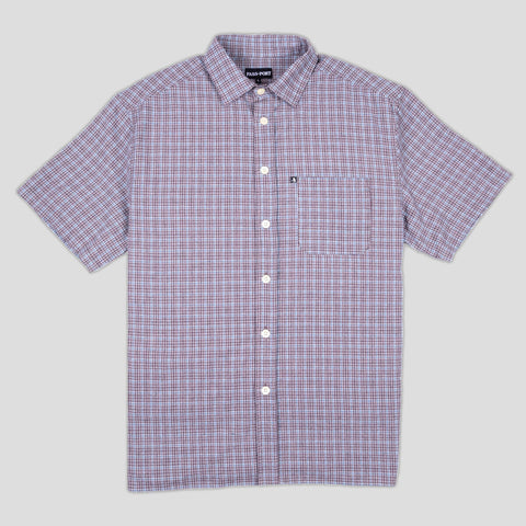 Passport workers check s/s shirt Blue heather