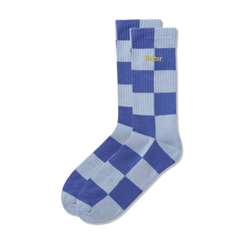 Buttergoods checkered socks powder blue/slate
