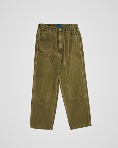 Larriet double knee carpenter pant used olive